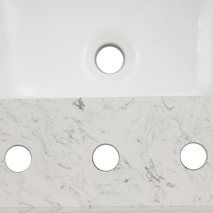 MSI Carrara Sky Vanity Top with Under Mount Rectangle Ceramic Sinks, Engineered Marble Stone, 4" CC Faucet Holes, 49"X22"
