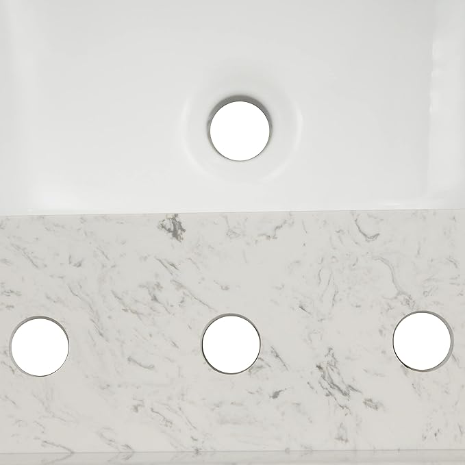 MSI Carrara Sky Vanity Top with Under Mount Rectangle Single Bowl Ceramic Sink, Engineered Marble Stone, 4" CC Faucet Holes, 61"X22"