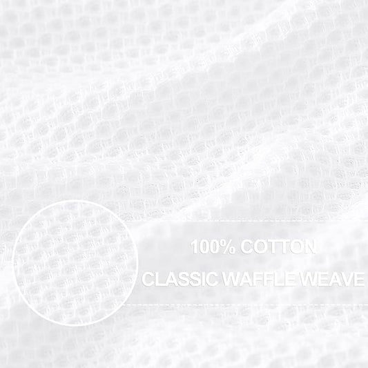Homaxy 100% Cotton Oversized Waffle Weave Kitchen Dish Towels, Ultra Soft Absorbent Quick Drying Cleaning Towel, 20x28 Inches, 6-Pack, White