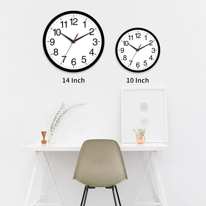 Rohioue Wall Clock Modern 10 Inch Black Battery Operated Silent Non Ticking Analog for Living Room Office Home Bedroom Kitchen Bathroom