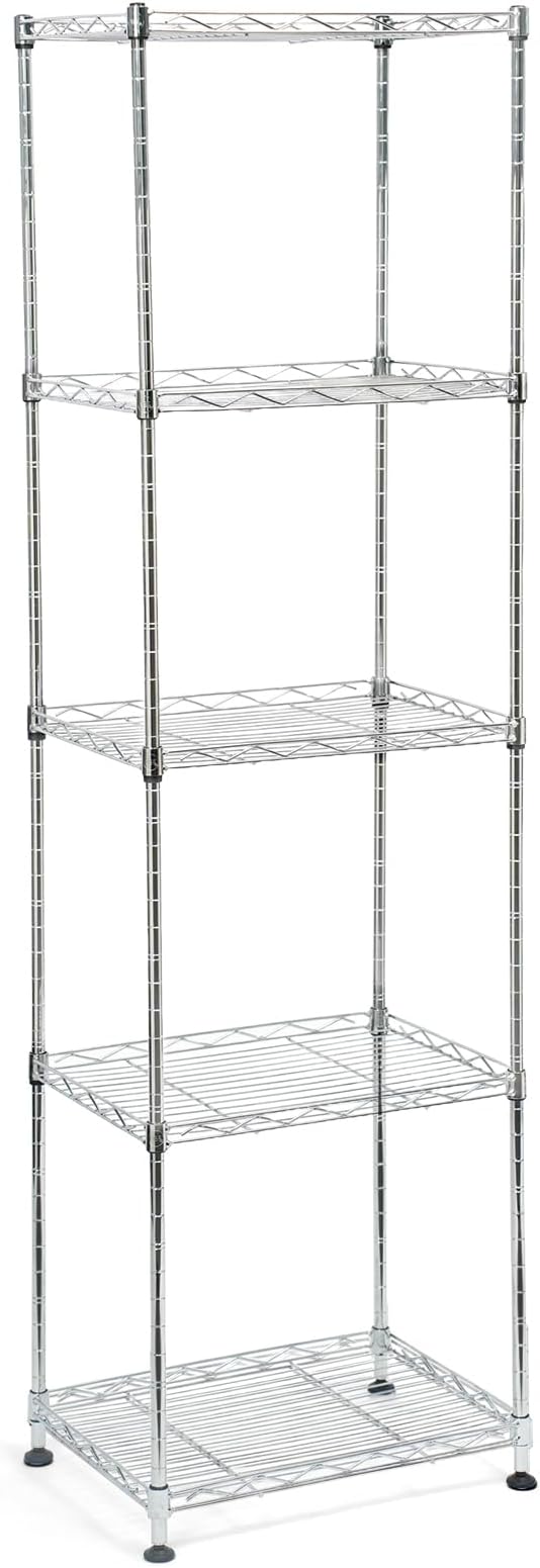 hiLISS Chrome Small 5 Tiers Wire Shelving NSF Certified. Adjustable Storage Rack for Kitchen,Garage,and Laundry Utility Room (Chrome-Small-5Tiers-16x12x55)