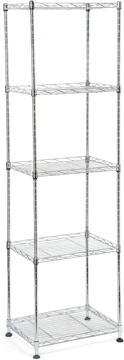 hiLISS Chrome Small 5 Tiers Wire Shelving NSF Certified. Adjustable Storage Rack for Kitchen,Garage,and Laundry Utility Room (Chrome-Small-5Tiers-16x12x55)