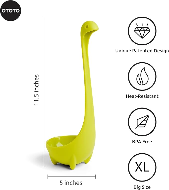 OTOTO The Original Nessie Soup Ladle - Funny Kitchen Gadgets, Loch Ness design, Cooking Gifts for Mom - Cute and Practical Kitchen Utensils - Unique Gifts for Women