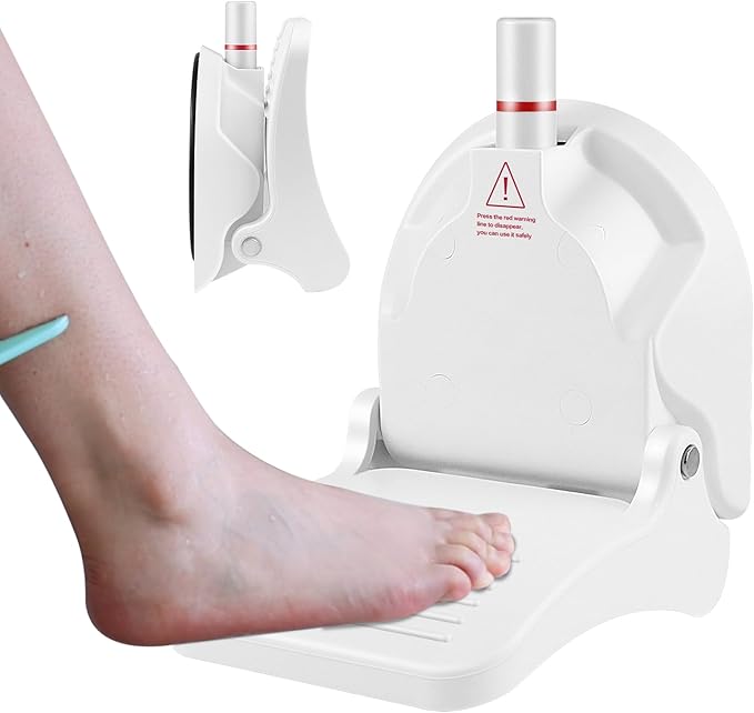 Suction Cup Shower Foot Rest for Shaving Legs, Foldable Shower Step Foot Rest Tool Stand to Shave Legs, Anti-Slip Shower Ledge Leg Shaving Shelf