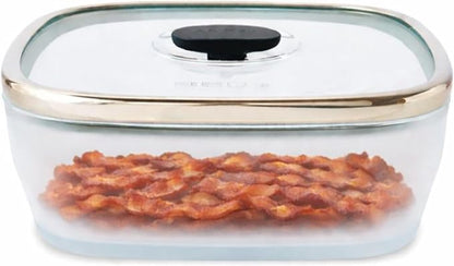 Anyday 10-Cup Square Glass Food Storage with Glass Lid | Plastic-Free Meal Prep & Microwave Cookware | Stackable Airtight Storage Container with Vented Lid for Microwave-Safe Reheating