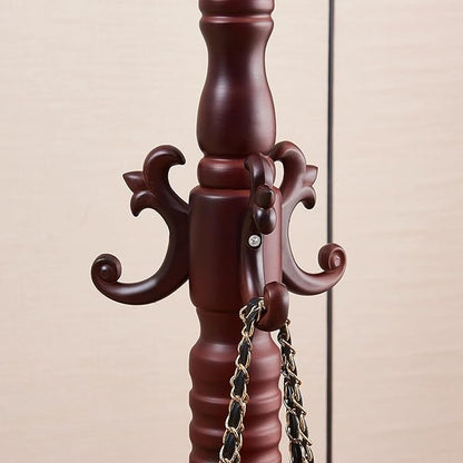 Wood Coat Rack Freestanding, Wooden Entryway Tree Coat Rack Stand Coat Hanger Stand, High-grade Hat Tree with 14 Hooks & Stable Disc Base