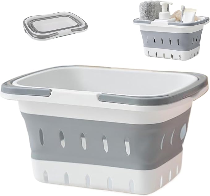 Shower Basket, Bathroom Basket Portable Shower Collapsible Plastic Storage with Handles & Draining Holes, Box Organizer Bin for Bathroom, Kitchen, Dorm, Gym for Daily Use