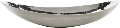 Hosley Hammered Stainless Steel Oval Bowl – 13.5” Decorative Centerpiece for Candles, Orbs, Potpourri & Table Styling | Modern Home & Event Décor