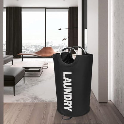 Maxsilan 90L Large Laundry Basket, Freestanding Tall Clothes Hamper, Collapsible Laundry Bag, Black