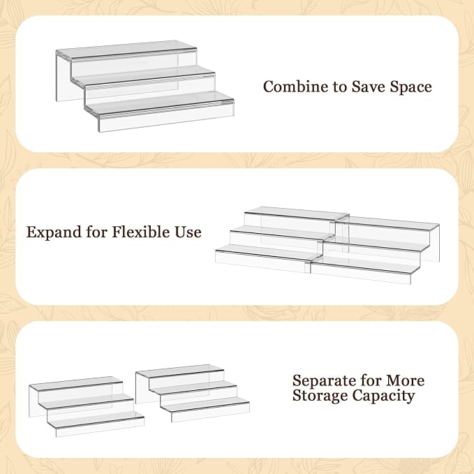 Adjustable Acrylic Can Rack Organizer for Pantry, 3 Tier Expandable Canned Storage Holder, Soda Can Dispenser Shelf Holds Up to 24 Cans, Clear Canned Display for Cabinet & Countertop (Patent Pending)
