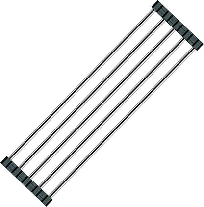 Ahyuan Roll up Dish Drying Rack Over The Sink Kitchen Roll up Sink Drying Rack Portable Dish Drainer Foldable Dish Drying Rack (Black, 17.8''X3.7'')
