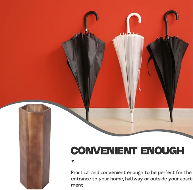 Umbrella Rack,Wooden Umbrella Bucket Entryway Umbrella Holder Freestanding Cane Stand Natural Color Decorative Umbrella Rack Tall Basket for Laundry