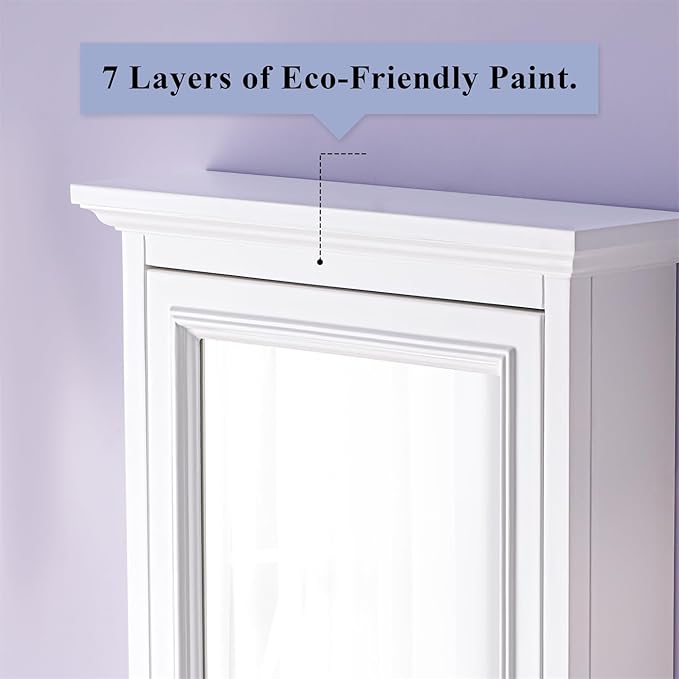 WELLFOR 24 x 30-in Bathroom Cabinet with Double-Side Mirrors, Wall Mounted Wood Mirror Storage Cabinet with 1 Soft-Close Door/2 Solid Wood Shelves, Anti-Fog Glass, Single Left Opening, White