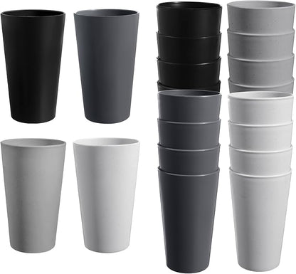HEYCOME Set of 16 Wheat Straw Cups, 16 Pcs 20 oz Unbreakable Drinking Cups, Reusable Plastic Cups Sets, Water Glasses Tumblers, Microwave & Dishwasher Safe, Bpa Free, 4 Colors