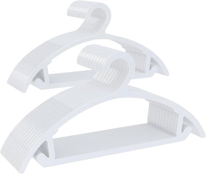 60 Pack Kids Hangers, Non-Slip & Sturdy Coat Hangers, Ultra-Thin Plastic Suit Hangers for 7-12 Years Old, Dry & Wet Dual-Use Multi-Scenario Storage, Holds Up to 11 LB, 14" W, White, UAPY0960W
