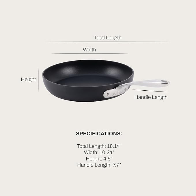 All-Clad HA1 Expert Hard Anodized Nonstick Fraying Pan 10" Skillet, Dishwasher-Safe, Oven-Safe Up to 500°F Compatible with All Stovetops (Gas, Electric & Induction) - Black