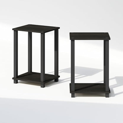 Furinno Simplistic Night Stand Set of 2, 2-Tier Small Nightstand with Open Shelf, Toolless Bedside Table, End Table, Side Table, for Bedroom, Closet, Dorm, Espresso