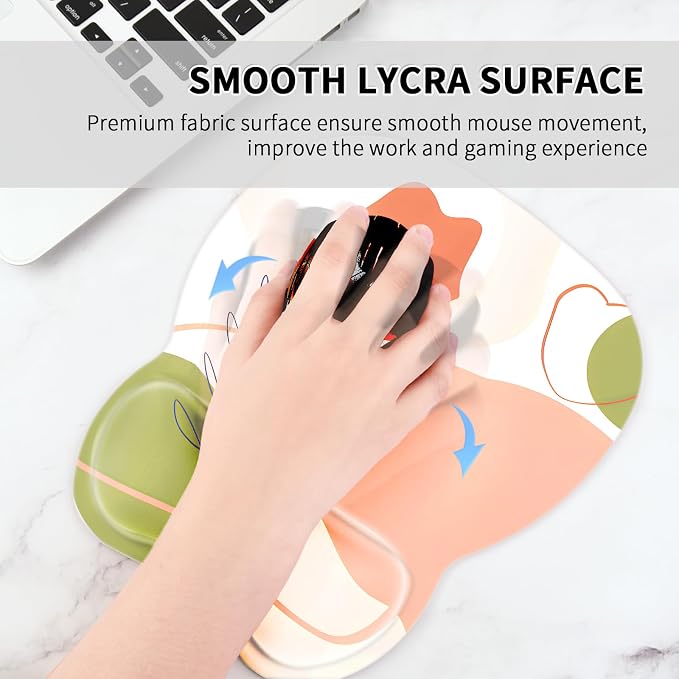 EooCoo Ergonomic Mouse Pad with Wrist Support, Mousepad with Memory Foam Wrist Rest and Non-Slip Base for Computer, Cafe, Home & Office, 9.64 x 8.26 in Office Desk Accessories