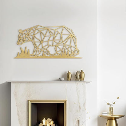 SIGNLEADER Metal Wall Art Decor Big Stupid Bear Modern Abstract Wall Sculpture Hangings Home Decoration for Living Room, Bedroom, Bathroom, Kitchen, Outdoor - 24" Gold