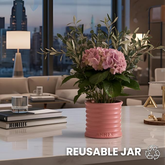 Annex Rose & Oud Luxury Scented Candle - Handmade Ceramic Jar - 50hr Clean Burn, Non-Toxic Soy Wax - Aesthetic Home Decor Winter Gift for Women & Men - Luxury Floral Notes