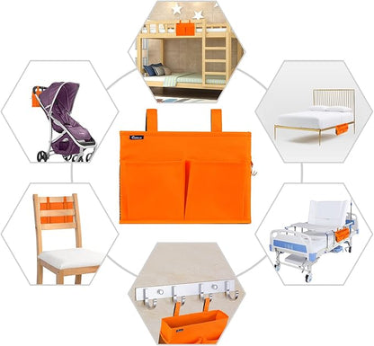 Surblue Caddy Hanging Organizer Bedside Storage Bag for Bunk and Hospital Beds, Orange, Small