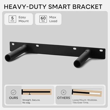 Homeforia 16 inch Natural Floating Shelf, High End Solid Real Wood 16inch Small Floating Shelves for Wall Mounted, Natural Wooden Floating Shelves, Heavy Duty Bracket, 16 X 6.5 X 1.75 in, Set of 2