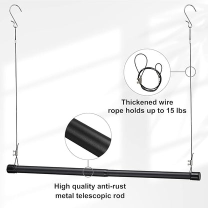 INFLATION Hanging Closet Rod 15-40 Inch Adjustable Width for Stylish Clothes Rack and Hangers, Versatile Black Tension Rod 35 Inch Height Perfect Clothing Organizer for Women, Men, Kids