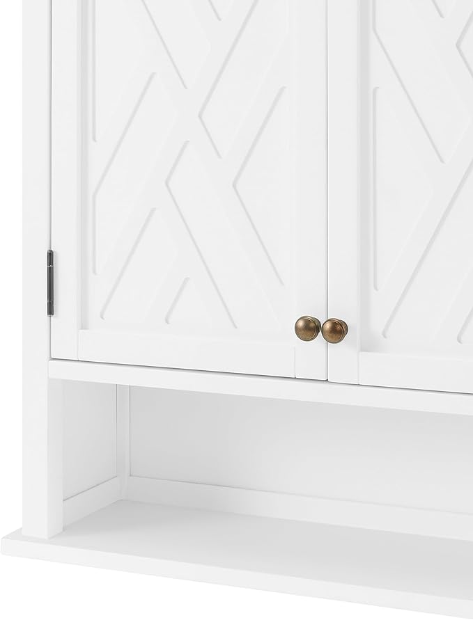 Alaterre Furniture Coventry 27W x 29H Wall Moted Bath Storage Cabinet with Two Doors and Open Shelf