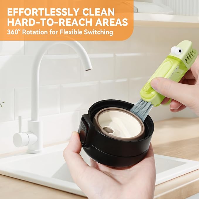 3 in 1 Cup Lid Gap Cleaning Brush Set, Multifunctional Bottle Cleaning Brush, Silicone Cup Lid Gap Cleaner, Home Kitchen Crevice Cleaning Tools (Red)
