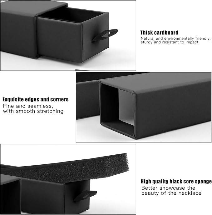 Lainrrew Jewelry Gift Box, Luxury 12-Pack Jewelry Gift Box Velvet-Lined, Compact Drawer Style for Earrings & Rings, Stylish Necklace Bracelet Organizer, 8.3x1.8x1.4 Inches (Black)