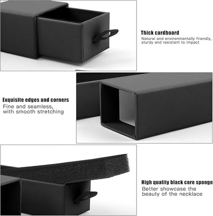 Lainrrew Jewelry Gift Box, Luxury 12-Pack Jewelry Gift Box Velvet-Lined, Compact Drawer Style for Earrings & Rings, Stylish Necklace Bracelet Organizer, 8.3x1.8x1.4 Inches (Black)