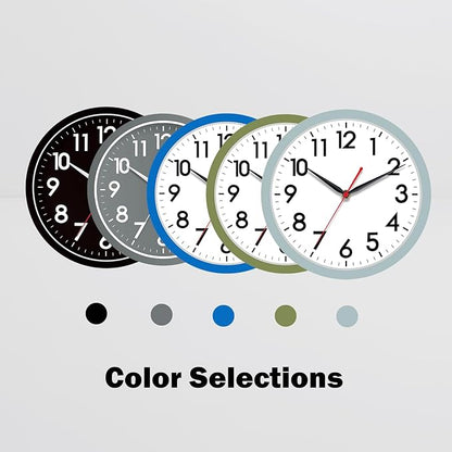 AKCISOT Wall Clock, Modern Small Wall Clocks Battery Operated 12 Inch, Silent Non-Ticking Analog Classic for Office, Home, Bathroom, Kitchen, Bedroom, School(Blue Gray)