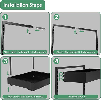 REALINN Expandable Under Sink Organizers and Storage, 2 Tier Under Cabinet Organizer, Heights Adjustable Pull Out Rack for Kitchen Bathroom Laundry, Black, 1 Pack