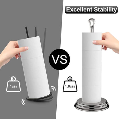 KASUNTO Toilet Paper Holder with Rustproof, Metal Free Standing Toilet Paper Stand Storage for Bathroom, Tissue Paper Roll Holder for Bathroom Accessories (Brushed Nickel)