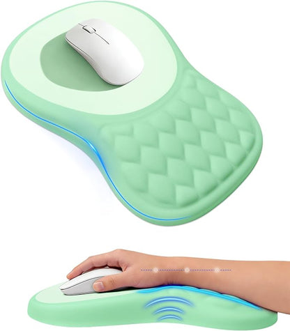 Ergonomic Mouse Pad with Wrist Rest, Slope Design Memory Foam Support, Smooth Lycra Surface, Non-Slip PU Base, Comfortable Mouse Mat for Office, Home, Computer Desk