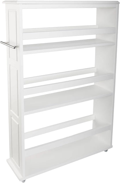 Lavish Home 3-Tier Slim Rolling Storage Cart - 25” x 5.7” Narrow Rolling Cart with Handle and Wheels for Bathroom, Laundry Room, and Kitchen Organization - Pull-Out Home Organizers (White)