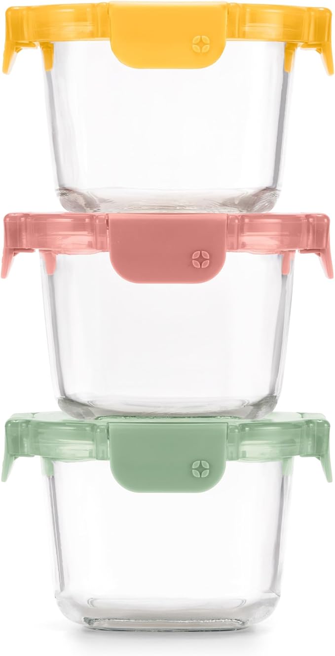 Ello Color Lock Glass Meal Prep Sets Leak-Proof Glass Food Storage Containers with Airtight BPA-Free Plastic Lids, Dishwasher, Microwave, and Freezer Safe
