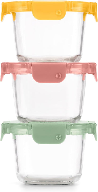 Ello Color Lock Glass Meal Prep Sets Leak-Proof Glass Food Storage Containers with Airtight BPA-Free Plastic Lids, Dishwasher, Microwave, and Freezer Safe
