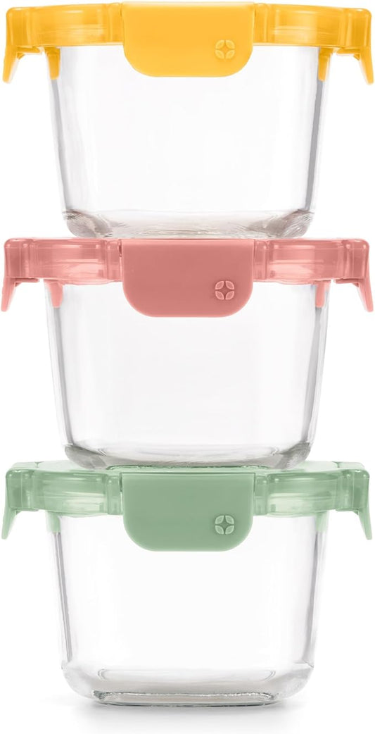 Ello Color Lock Glass Meal Prep Sets Leak-Proof Glass Food Storage Containers with Airtight BPA-Free Plastic Lids, Dishwasher, Microwave, and Freezer Safe
