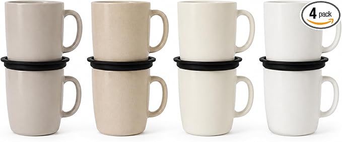 4-Pack Mug Organizer for Kitchen Cabinet, Stackable Coffee Mug Storage – Adjustable Cup Organizer for Tea Cups, Coffee Mugs, Glassware – Space-Saving Under Cabinet & Pantry Storage Solution