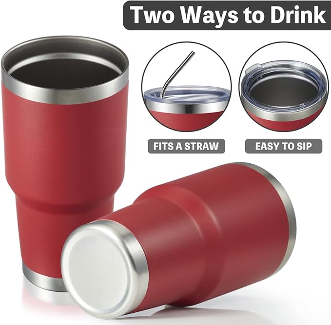 MEWAY 30oz Insulated Tumbler With Lids and Straws,Stainless Steel Double Vacuum Coffee Tumbler Cup, Brush, Durable Powder Coated Coffee Cup for Cold & Hot Drinks, Office, Travel(mixture,4 PACK)