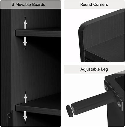 Black 7+1 Tier Farmhouse Shoe Storage Cabinet - 45" Tall Entryway Organizer with Cross Molding Doors, 3 Adjustable Shelves & Metal Legs, Shoe Rack for Front Door Entrance