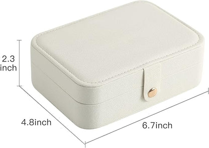 CASEGRACE Travel Jewelry Box Small Jewelry Organizer Case Display Storage for Earrings Necklace Rings Bracelets Portable Jewelry Organizer for Women Girls, White
