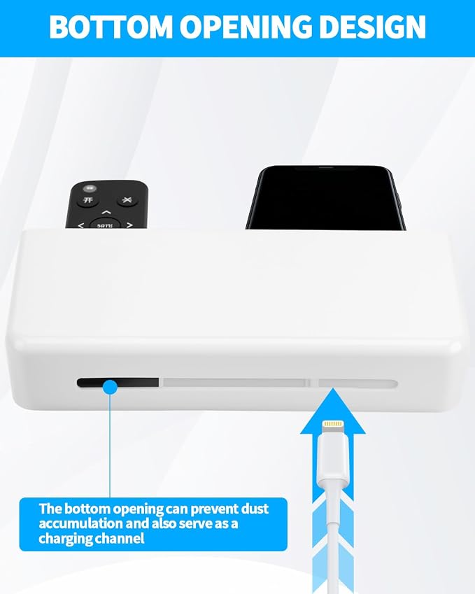 1 PCS Adhesive Remote Control Holder Wall Mount, 3 Slot Adjustable Remote Holder for TV Controller with Hollow Bottom for Charging, Wall Pen Holder for Home Office School (White, 1)