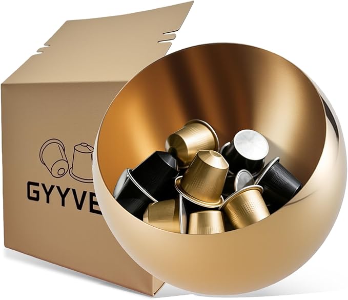 Large Capacity Coffee Pod Holder – Stainless Steel Pod Organizer and Holder | Stylish Coffee Bar Accessories & Countertop Storage (Gold, M)