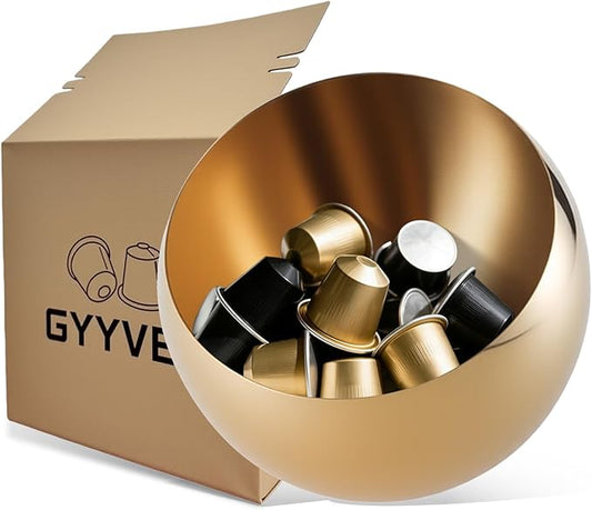 Large Capacity Coffee Pod Holder – Stainless Steel Pod Organizer and Holder | Stylish Coffee Bar Accessories & Countertop Storage (Gold, M)