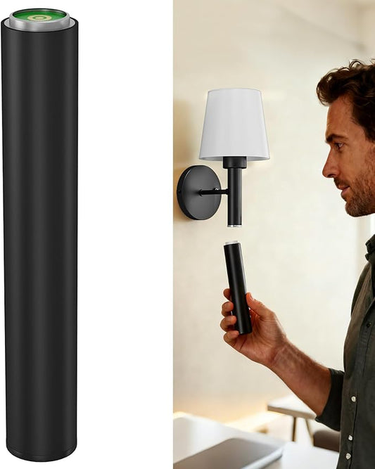 Magnetic & Detachable Wireless Wall Sconces (Black) - 5200mAh Rechargeable Battery Bar for Staircase, Bedroom, Lounge