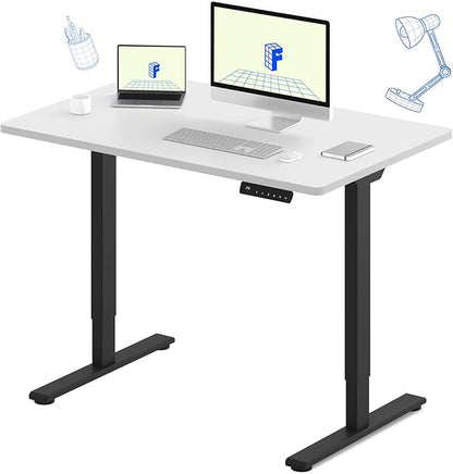 FLEXISPOT E3 Dual Motor Electric Standing Desk 48 x 24 Sit Stand Up Desk, Holds 220 lbs, Adjustable Height w/ Memory Presets, One-Piece White Desktop & Black Frame, Ships in 2 Boxes