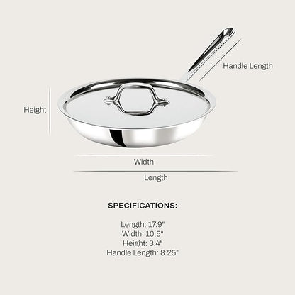 All-Clad D3® Stainless Steel 10 inch Frying Pan Covered- Made in the USA- The Original Bonded Professional Cookware- Oven Safe & Induction Compatible