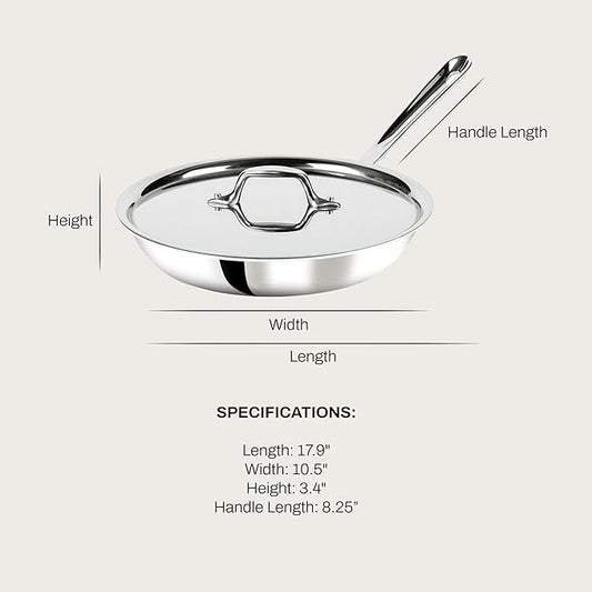All-Clad D3® Stainless Steel 10 inch Frying Pan Covered- Made in the USA- The Original Bonded Professional Cookware- Oven Safe & Induction Compatible